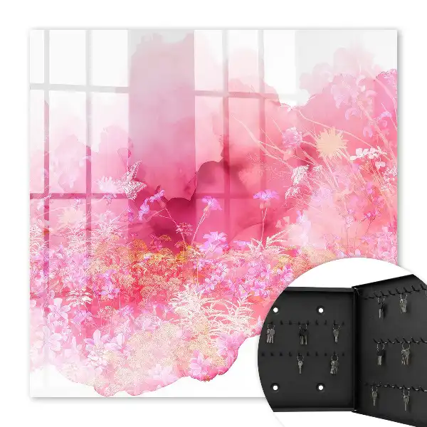 Wall mounted key box A floral landscape with a light atmosphere