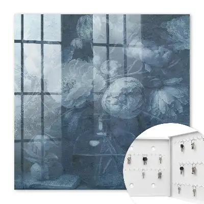 Key box for home Flowers in a vase in cool tones