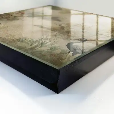 Wall mounted key cabinet Idyllic nature with birds and vegetation