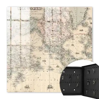 Key box for home World map with continents and ships