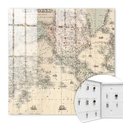 Key box for home World map with continents and ships