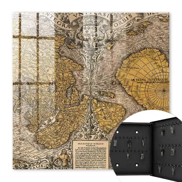 Decorative key box Antique old map of ornament details