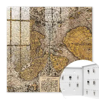Decorative key box Antique old map of ornament details