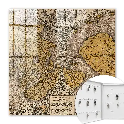 Decorative key box Antique old map of ornament details