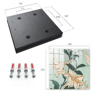 Wall mounted key cabinet Subtle lilies of Japanese woodblock print