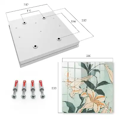 Wall mounted key cabinet Subtle lilies of Japanese woodblock print