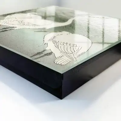 Wall Mounted Key Box Featuring Herons and Delicate Grasses