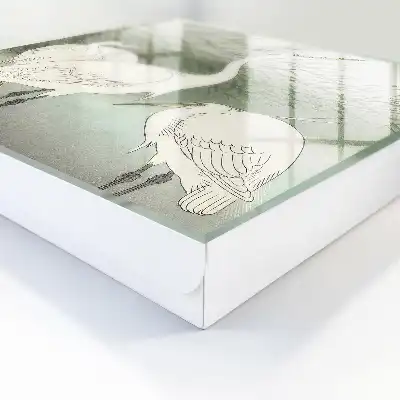 Wall Mounted Key Box Featuring Herons and Delicate Grasses
