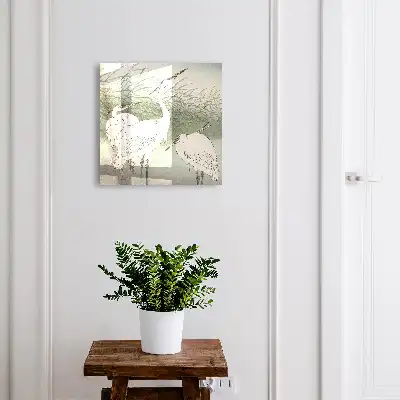Wall Mounted Key Box Featuring Herons and Delicate Grasses