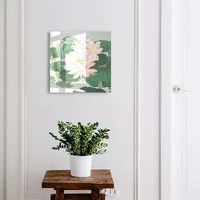 Wall mounted key cabinet Green leaf water lilies