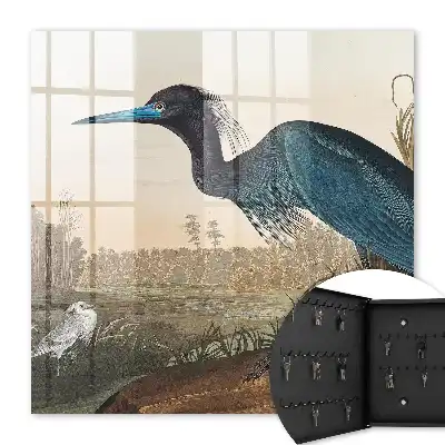 Wall mounted key box featuring an exotic bird among lush vegetation
