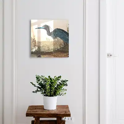 Wall mounted key box featuring an exotic bird among lush vegetation