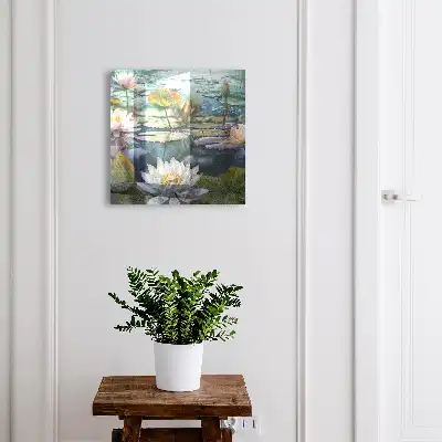 Wall mounted key cabinet Water flowers with lilies