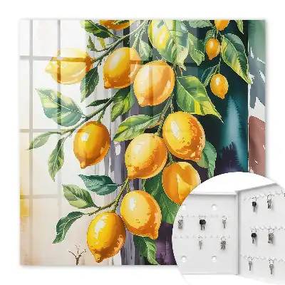 Decorative key box Lemon charm with green leaves