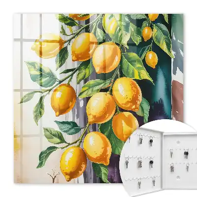 Decorative key box Lemon charm with green leaves