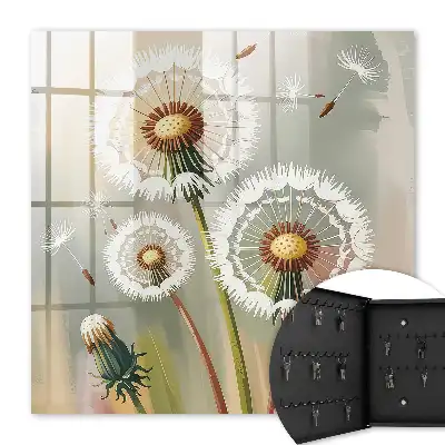 Wall mounted key box Delicate dandelions in a beige background