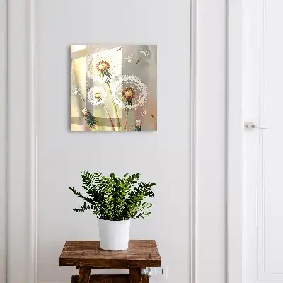 Wall mounted key box Delicate dandelions in a beige background