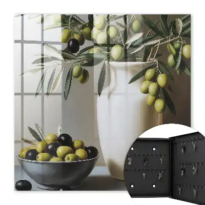 Decorative key box Olive nature contrasting with white