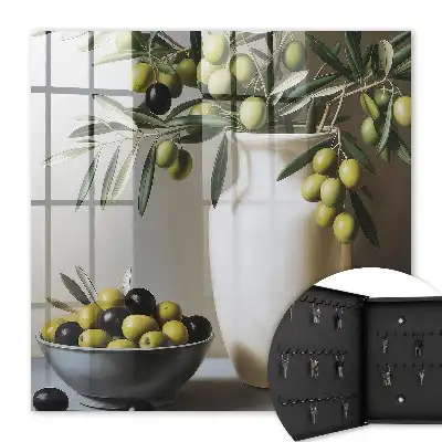 Decorative key box Olive nature contrasting with white