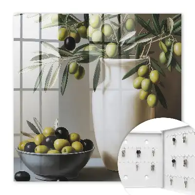 Decorative key box Olive nature contrasting with white