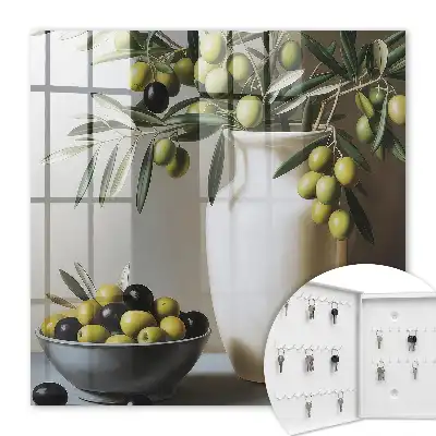 Decorative key box Olive nature contrasting with white