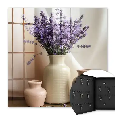 Wall mounted key cabinet Flowers in a cream vase
