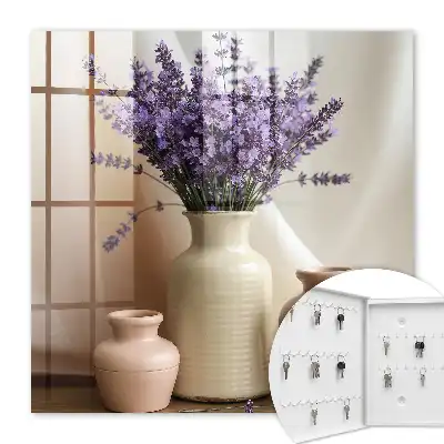 Wall mounted key cabinet Flowers in a cream vase