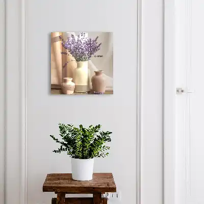 Wall mounted key cabinet Flowers in a cream vase