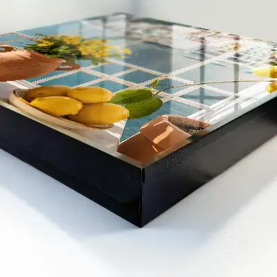 Wall mounted key box Summer scenery with lemons and flowers