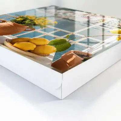 Wall mounted key box Summer scenery with lemons and flowers