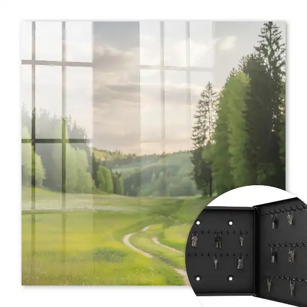 Decorative key box An idyllic landscape with fields and forests