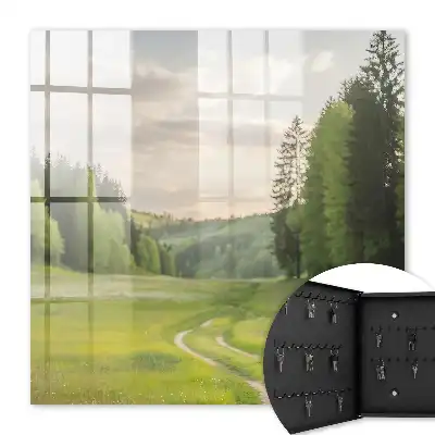 Decorative key box An idyllic landscape with fields and forests