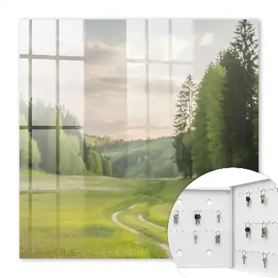 Decorative key box An idyllic landscape with fields and forests