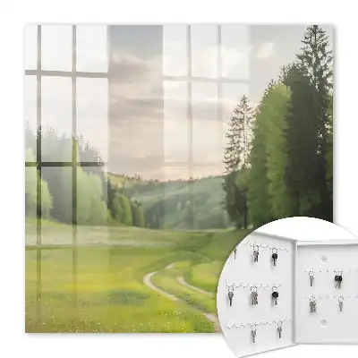 Decorative key box An idyllic landscape with fields and forests