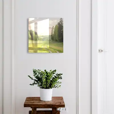 Decorative key box An idyllic landscape with fields and forests