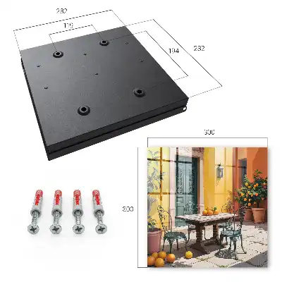 Key cabinet Sunny patio courtyard with orange trees
