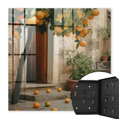 Decorative key box A warm patio full of greenery