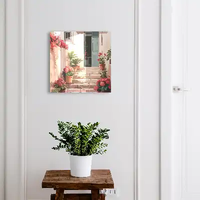 Wall mounted key cabinet Flowers stairs warm