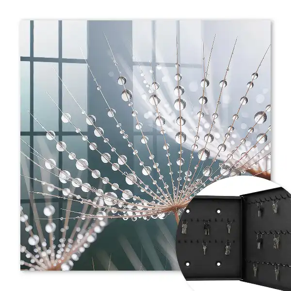 Wall mounted key cabinet Drops of water in the grass threads