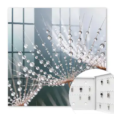 Wall mounted key cabinet Drops of water in the grass threads
