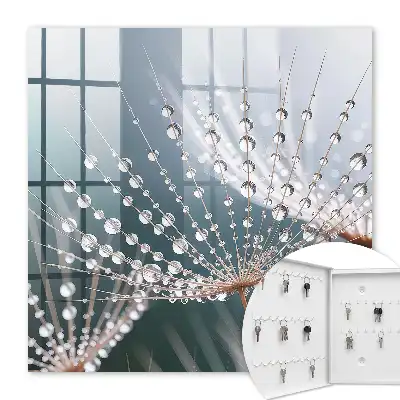 Wall mounted key cabinet Drops of water in the grass threads