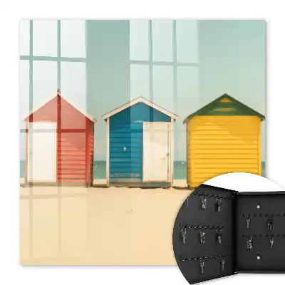 Key box for home Colorful houses with the sea in the background