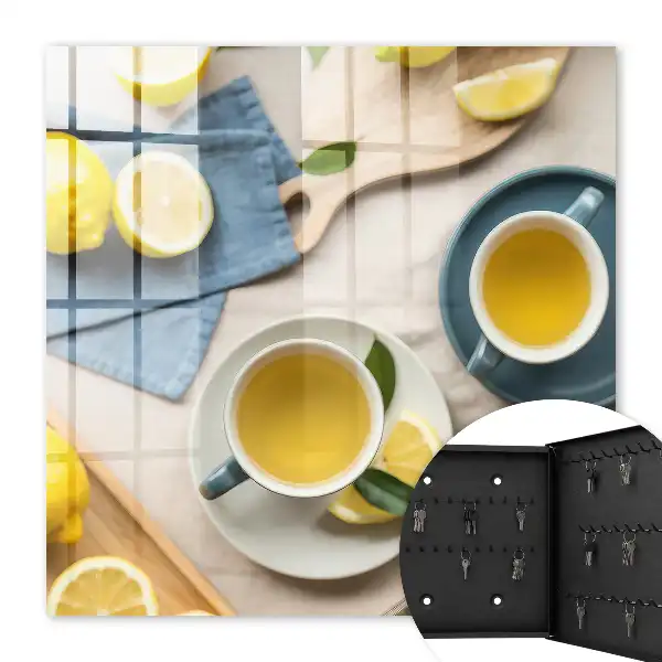 Wall mounted key cabinet Lemon morning with blue background
