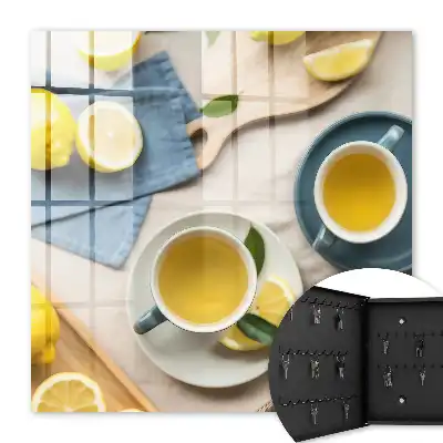 Wall mounted key cabinet Lemon morning with blue background
