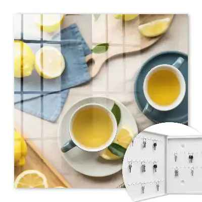 Wall mounted key cabinet Lemon morning with blue background