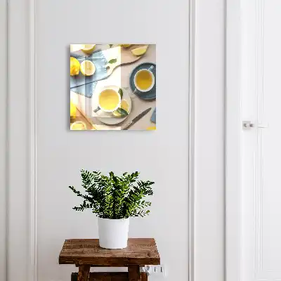 Wall mounted key cabinet Lemon morning with blue background