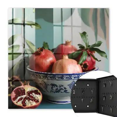 Decorative key box Navy blue fruit against a green background