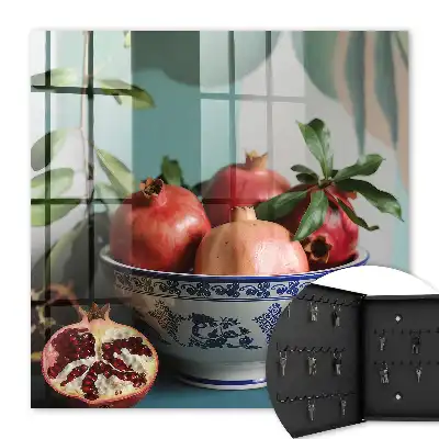 Decorative key box Navy blue fruit against a green background