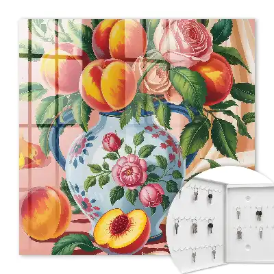 Wall mounted key cabinet Still life of flowers and fruits