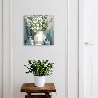 Key cabinet Vases and leaves with green leaves